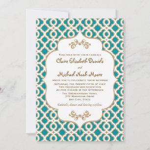 Teal et invitations marocaines de mariage d'or