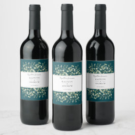 Teal Eucalyptus Together Forever Wedding Weinetikett