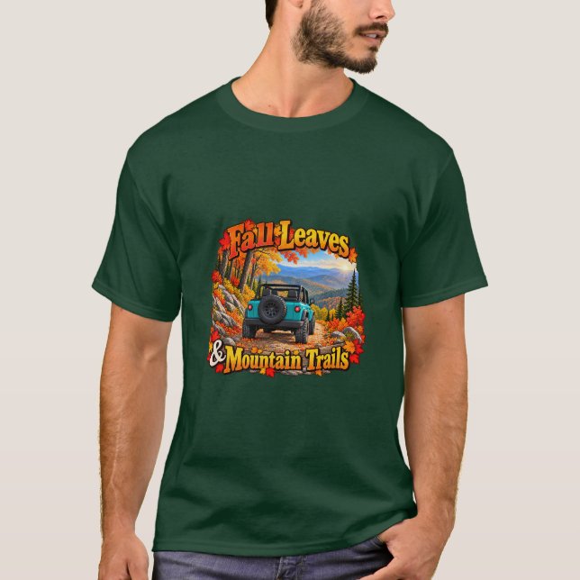 Teal_Fall Blätter & Bergpfade T-Shirt (Vorderseite)