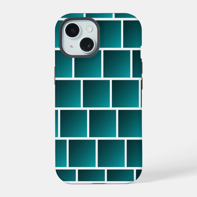 Teal Farbverlauf Quadrate iPhone 15 Hülle (Rückseite)