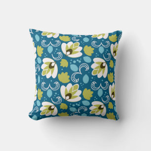 Teal Floral Art Paisley Gardener Green Leaves Kissen