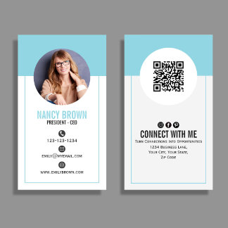 Teal-Foto-QR-Code Verbinde Dich Mit Mir Minimalist Visitenkarte