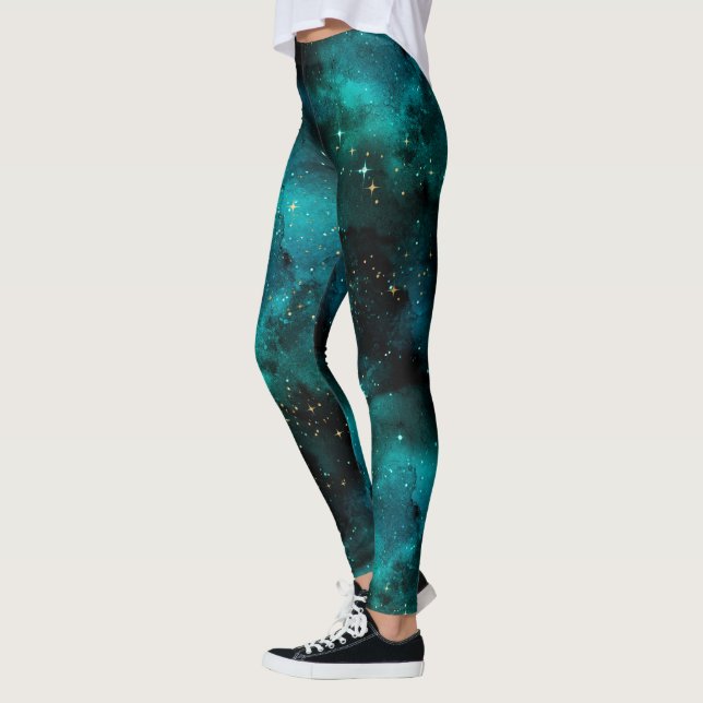 Teal Galaxy Series Design 1 Leggings (Links)