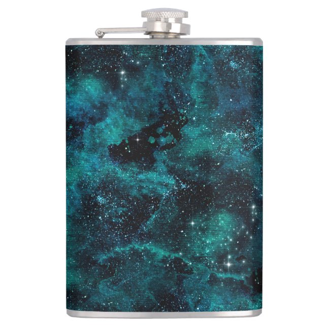 Teal Galaxy Series Design 4 Flachmann (Vorderseite)