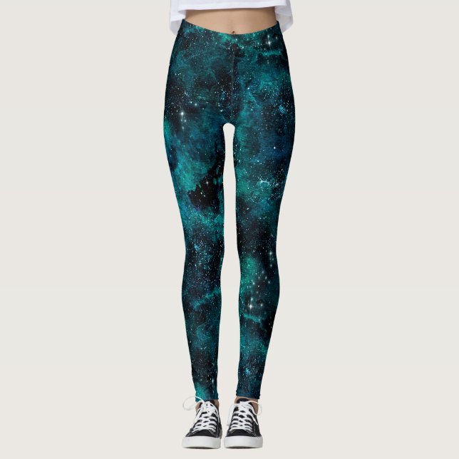 Teal Galaxy Series Design 4 Leggings (Vorderseite)