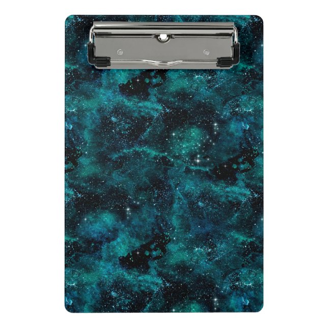 Teal Galaxy Series Design 4 Mini Klemmbrett (Vorderseite)