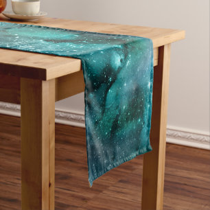 Teal Galaxy Series Design 6 Großer Tischläufer