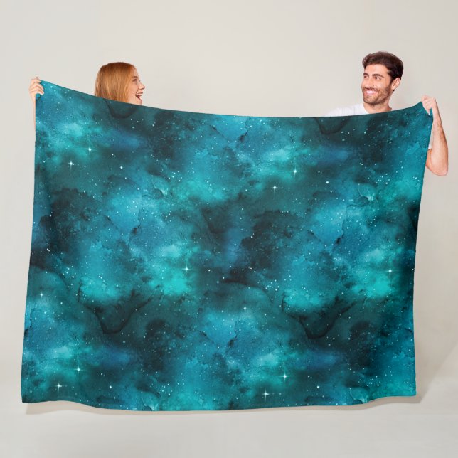 Teal Galaxy Series Design 7 Fleecedecke (Beispiel)