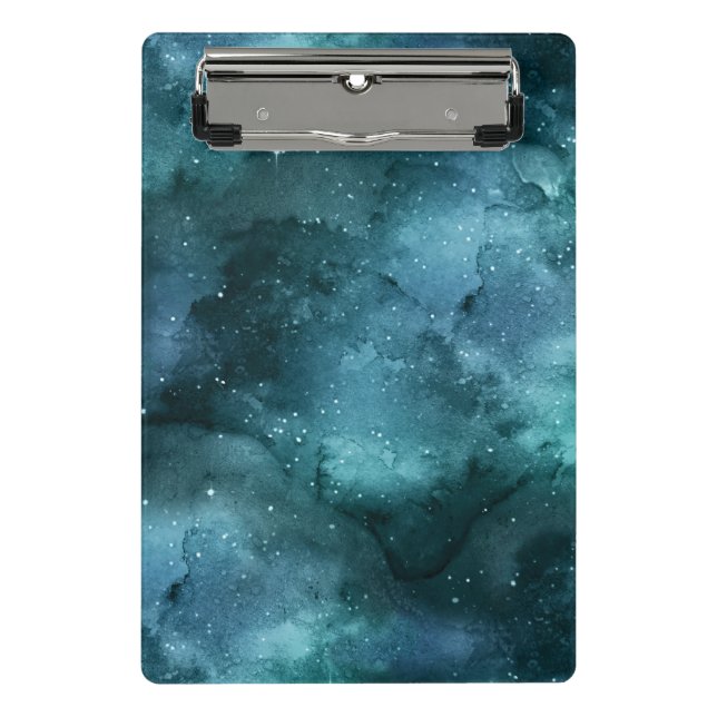Teal Galaxy Series Design 7 Mini Klemmbrett (Vorderseite)