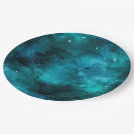 Teal Galaxy Series Design 7 Pappteller