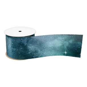 Teal Galaxy Series Design 7 Satinband