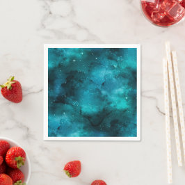 Teal Galaxy Series Design 7 Serviette