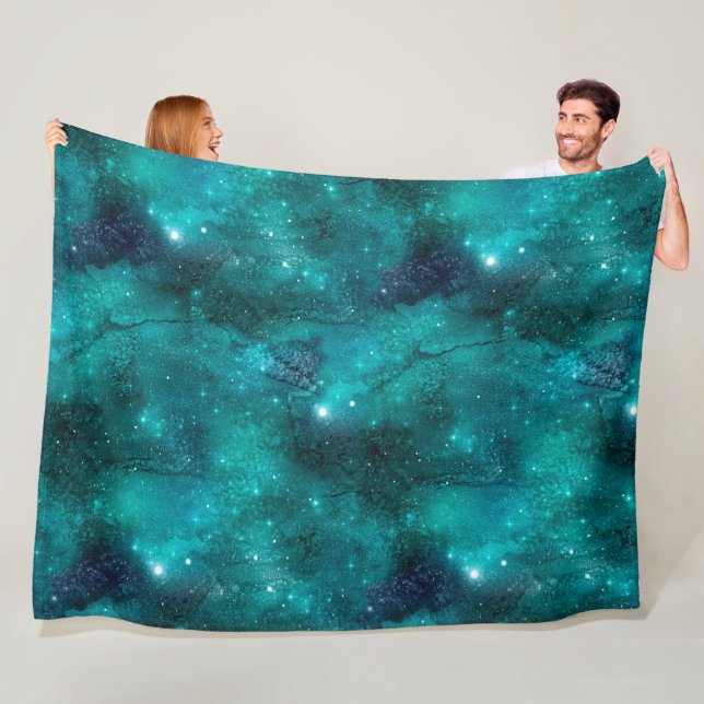 Teal Galaxy Series Design 8 Fleecedecke (Beispiel)
