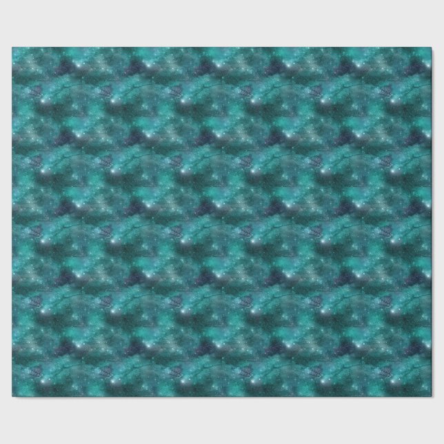 Teal Galaxy Series Design 8 Geschenkpapier (Saum)
