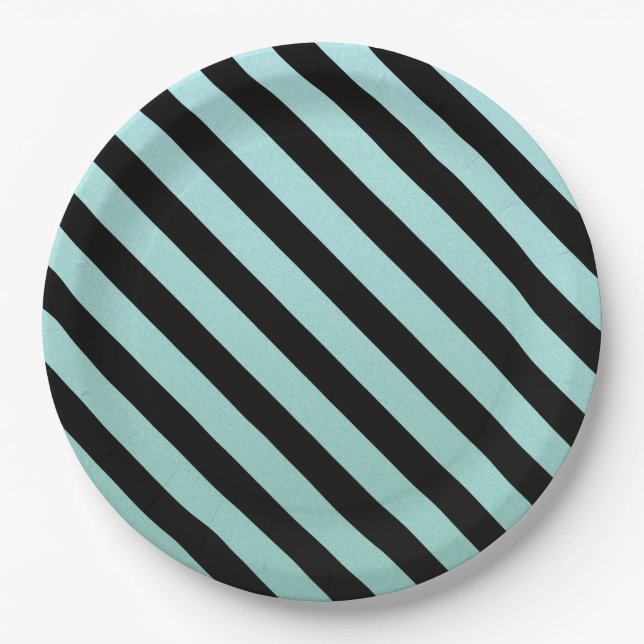 Teal gestreift   pappteller (Vorderseite)
