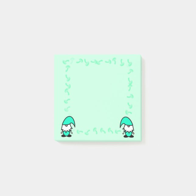 Teal Gnomes with Mushrooms Post-it Klebezettel (Vorderseite)