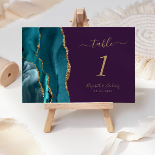 Teal Gold Achat Lila Hochzeit Tischnummer