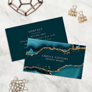 Teal & Gold Achat Visitenkarte