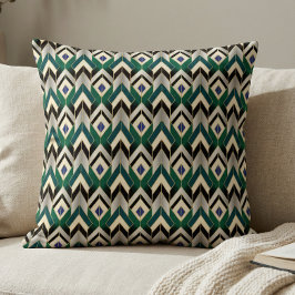 Teal Gold Art Deco Chevron Pattern Kissen