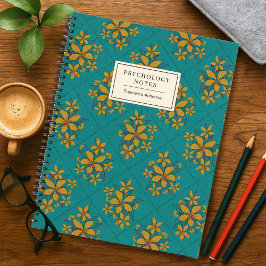 Teal Gold Boho Chic Vintage Floral Student Custom Notizbuch
