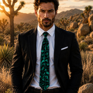 Teal & Gold Glam Luxe Leopardenprint Krawatte