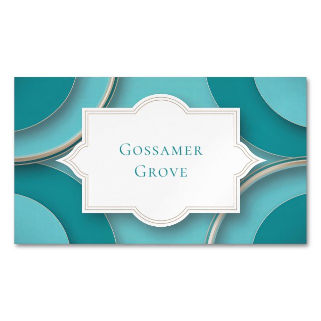 Teal Gold Layered Circles with Bracket Frame Magnetische Visitenkarte (Vorderseite)