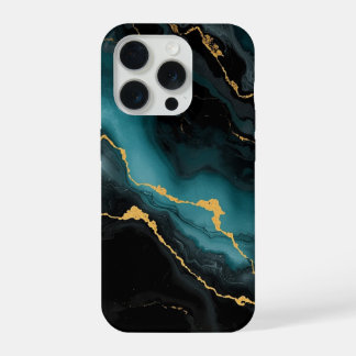 Teal & Gold Marble Luxe Phone Case iPhone 15 Pro Hülle
