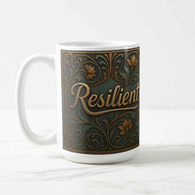 Teal Gold Resilient Affirmation Classic Mug Kaffeetasse (Links)