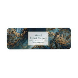 Teal Gold Sunburst Marble Return Address