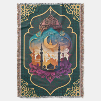 Teal-goldener geometrischer Hausteppich Mihrab Decke