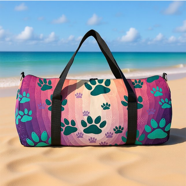 Teal Gradient Paw Print  Duffle Bag (Von Creator hochgeladen)