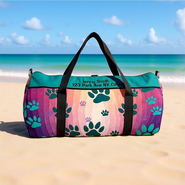 Teal Gradient Paw Print  Duffle Bag (Von Creator hochgeladen)
