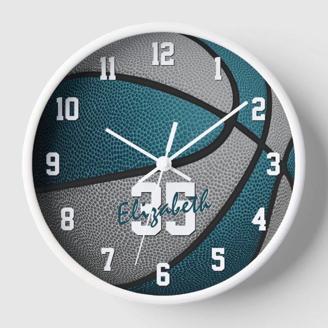 teal gray girls boys basketball team colors uhr (Vorderseite)