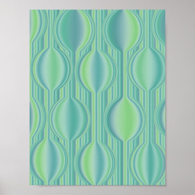 Teal Green Art Deco Geometric Pattern Modern Wall  Poster (Vorne)
