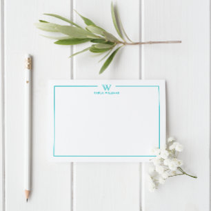 Teal Green Formal Classic Family Monogram Minimal Mitteilungskarte