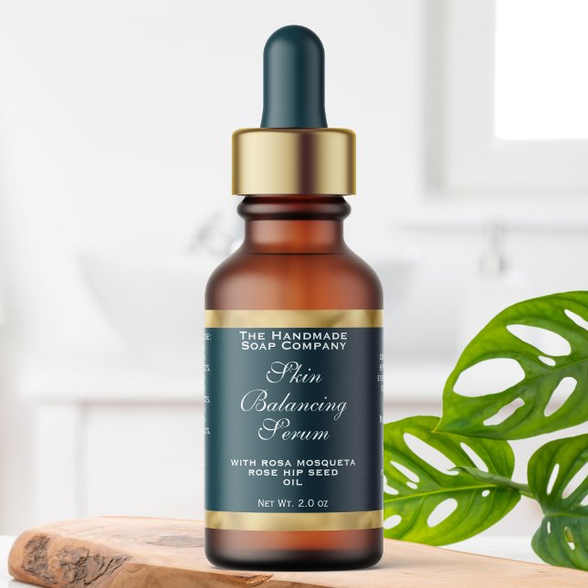 Teal Green & Gold Small Dropper Bottle Label  Adressaufkleber (Von Creator hochgeladen)