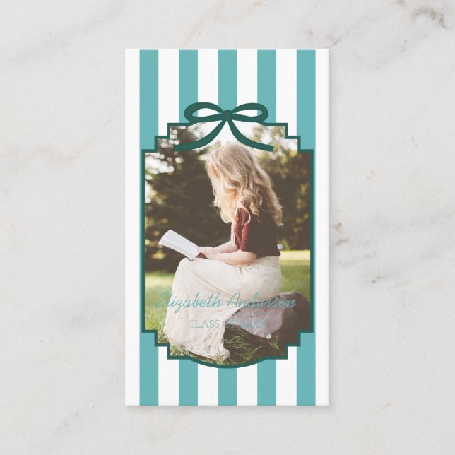 Teal Green Graduation Name Card Visitenkarte (Vorderseite)