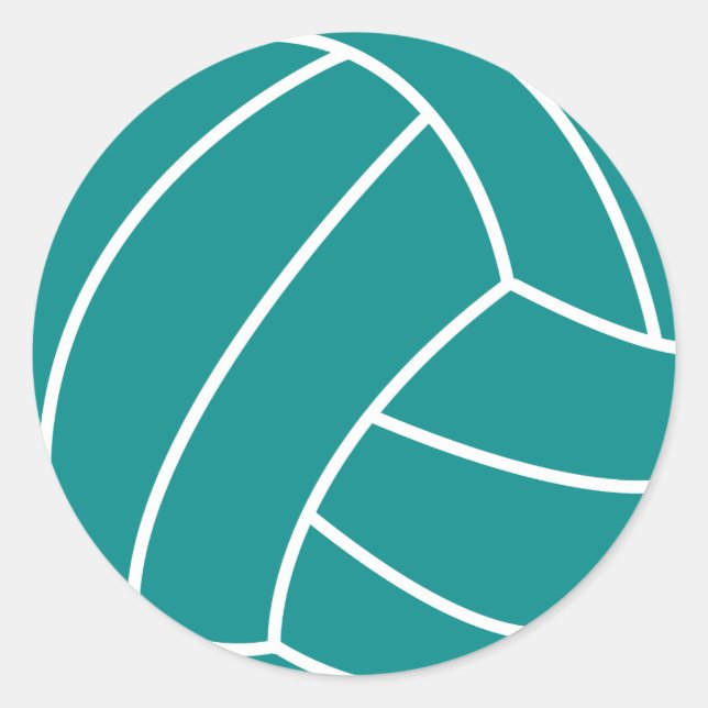 Teal Green Volleyball Runder Aufkleber (Vorderseite)
