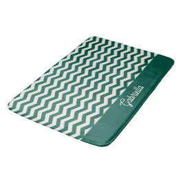 Teal Grün Chevron Zickzack-Streifenmuster Badematte
