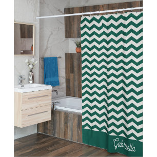 Teal Grün Chevron Zickzack-Streifenmuster Duschvorhang