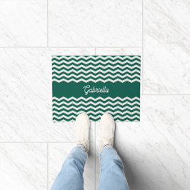 Teal Grün Chevron Zickzack-Streifenmuster Fußmatte