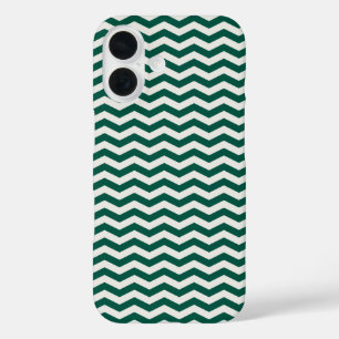 Teal Grün Chevron Zickzack-Streifenmuster iPhone 16 Hülle