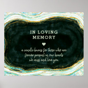Teal Grün & Gold Achat In Loving Memory Schild