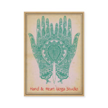 Teal Henna Hände Yoga Studio Visitenkarte