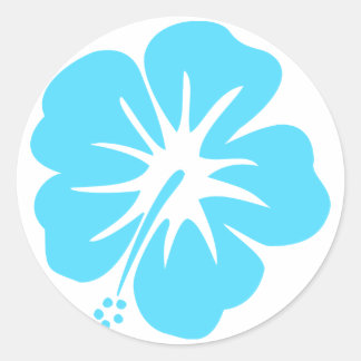 Teal Hibiscus Runder Aufkleber