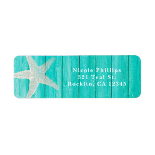 Teal Holz & Seestern Strand Elegante Einladung