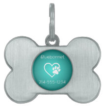 Teal-Hunde-ID-Anhänger Name & Telefon