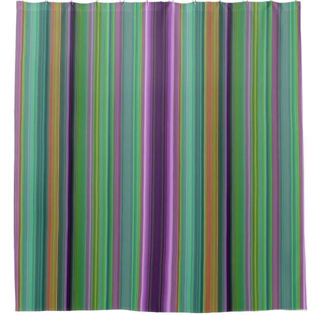 Teal Lavender Orange Purple Stripes Duschvorhang (Vorderseite)