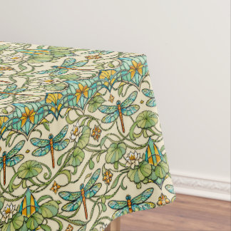 Teal Libellen Art Nouveau Botanische Illustration Tischdecke