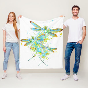 Teal Libellen-Spritzer  Fleecedecke
